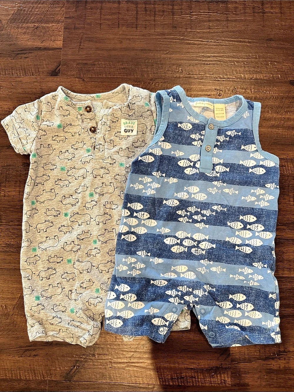 first impressions Baby 12 Months Fish & Animal Print Bodysuits
